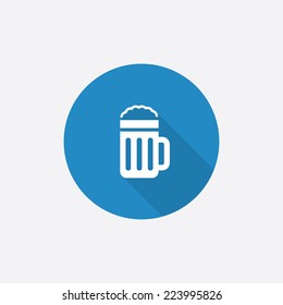 glass of beer Flat Blue Simple Icon with long shadow, isolated on white background  