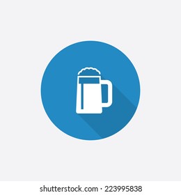 glass of beer Flat Blue Simple Icon with long shadow, isolated on white background  