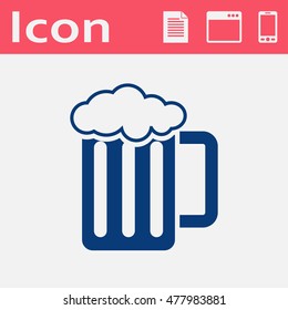 Glass of beer flat icon 