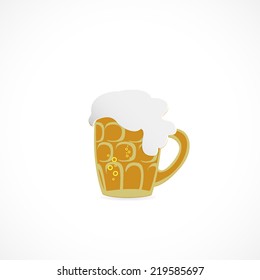 glass of beer, flat icon isolated on white background