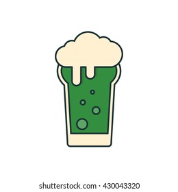 Glass with beer flat icon isolated on white background