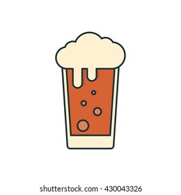 Glass with beer flat icon isolated on white background