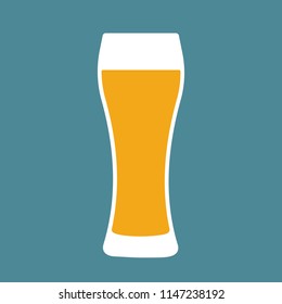 Glass of beer flat icon. Symbol Template Logo. Isolated vector illustration