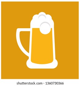 Glass of beer flat illustration on white