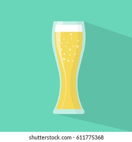 Glass of beer in flat style with shadow
