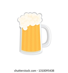 A glass of beer. Beer flat vector icon 