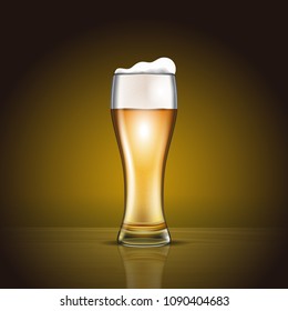 Glass of beer with foam