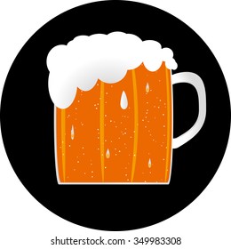 glass of beer with foam and bubbles