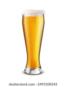 A glass of beer with foam and bubbles. Vector illustration