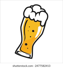 glass of beer with foam cartoon illustration