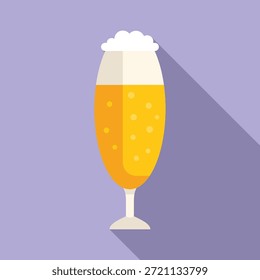 Vaso de cerveza con icono de espuma en estilo plano aislado en un fondo de color
