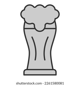 Glass of beer with foam - icon, illustration on white background, grey style