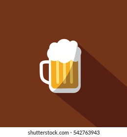 glass of beer With foam illustration isolated in a brown background