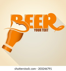 glass of beer with foam and shadow