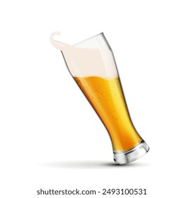 A glass with beer and foam. Vector illustration