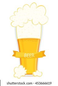 glass of beer with foam, vector illustrations