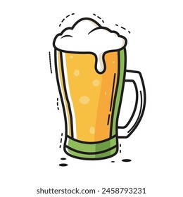 glass of beer with foam.Lager beer glass .Alcohol drinks vector illustration isolate in white background.