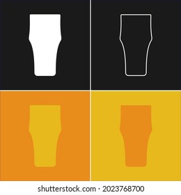 Glass beer. Four types of images. Contour line art in flat style. Silhouette wine glasses on a color background. Restaurant alcoholic illustration for celebration design. Vector beverage outline icon
