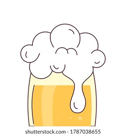 glass of beer with froth on white background vector illustration design