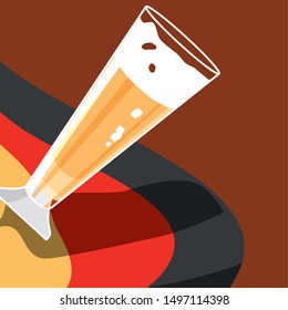 glass of beer with germany flag oktoberfest icon