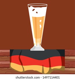 glass of beer with germany flag oktoberfest icon