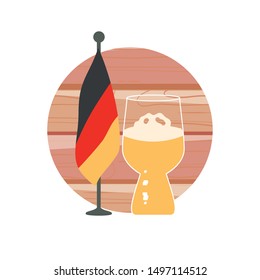 glass of beer with germany flag in pole oktoberfest