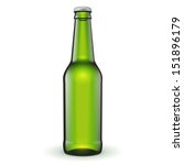 Glass Beer Green Bottle On White Background Isolated. Ready For Your Design. Product Packing. Vector EPS10