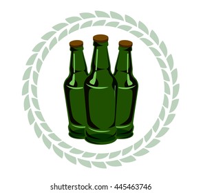 Glass Beer Green Bottle On White Background Isolated