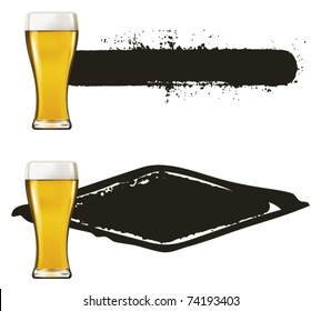 glass of beer with grunge banner