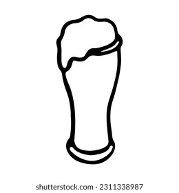 Glass of Beer. Hand drawn black doodle isolated on white background. Vector Illustration. EPS10