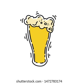 Glass of beer hand drawn doodle style oktoberfest concept illustration. Stock vector