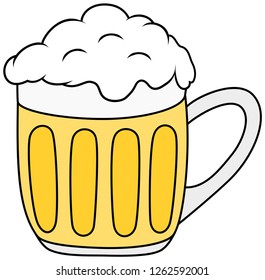 Glass of beer. Hand drawn vector illustrion.