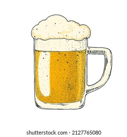 Vidrio de cerveza. Ilustración vectorial dibujada a mano. Perro de cerveza.