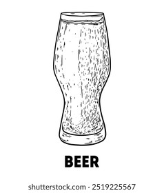 Un vaso de cerveza. Ilustración vectorial dibujada a mano