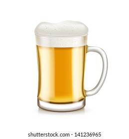 glass of beer with handle isolated on white background