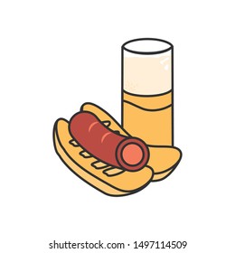 glass of beer with hot dog oktoberfest icon