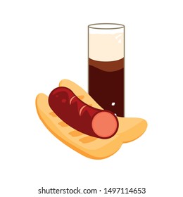 glass of beer with hot dog oktoberfest icon