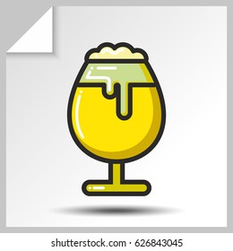 A glass of beer icon for alcohol beverage menu. Vector Isolated flat colorful illustration.