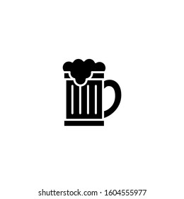 glass beer icon in black flat design on white background