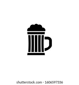 glass beer icon in black flat design on white background