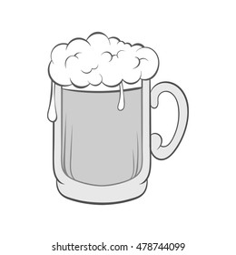 Glass of beer icon in black monochrome style isolated on white background. Drink symbol. Vector illustration