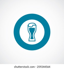 glass of beer icon bold blue circle border, white background  