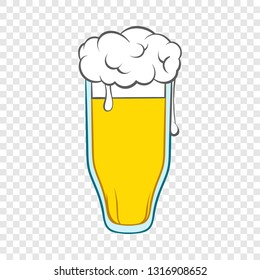 Glass of beer icon in cartoon style on a background for any web design 