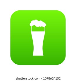 Glass of beer icon digital green for any design isolated on white vector illustration