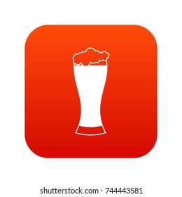 Glass of beer icon digital red for any design isolated on white vector illustration