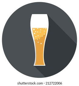 Glass of beer icon. Flat design style modern vector illustration. Isolated on stylish color background. Flat long shadow icon. Elements in flat design.