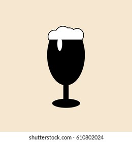Glass of beer icon flat design illustration