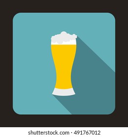 Glass of beer icon in flat style isolated with long shadow