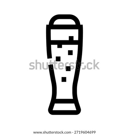 Glass of beer icon with foam and bubbles, minimalist line art pint for pubs, bars, restaurants, festivals and oktoberfest, ideal for menus, signs and beverage graphics