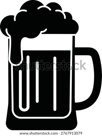 Glass of beer icon with foam for pub and bar menu design